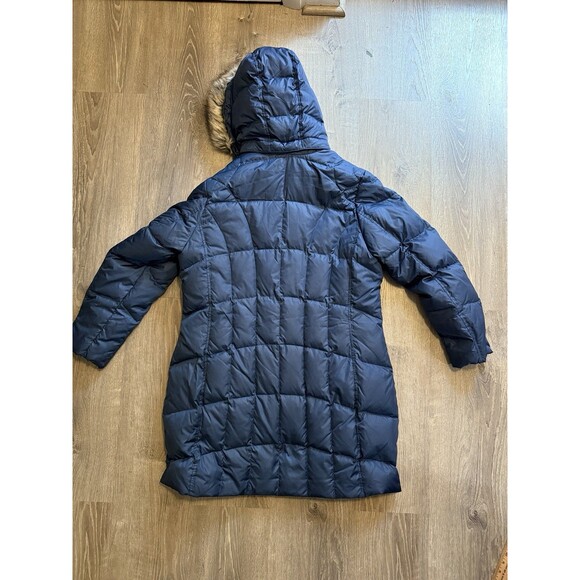 Eddie Bauer Hooded Parka Jacket Glacier Blue Good Down Womens Size 2XL XXL Fur - Picture 2 of 9